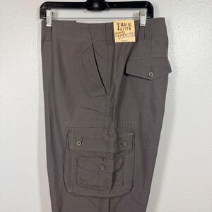 True Nation Cargo Pants Men's 48x30 Gray Cargos Straight Leg Multi Pocket NEW